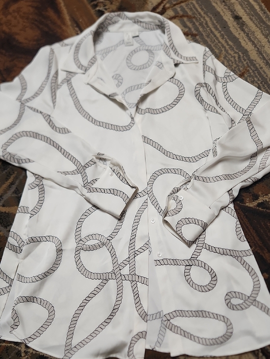 Joie Tops - Joie White Button-Down Shirt with Gray Rope Print